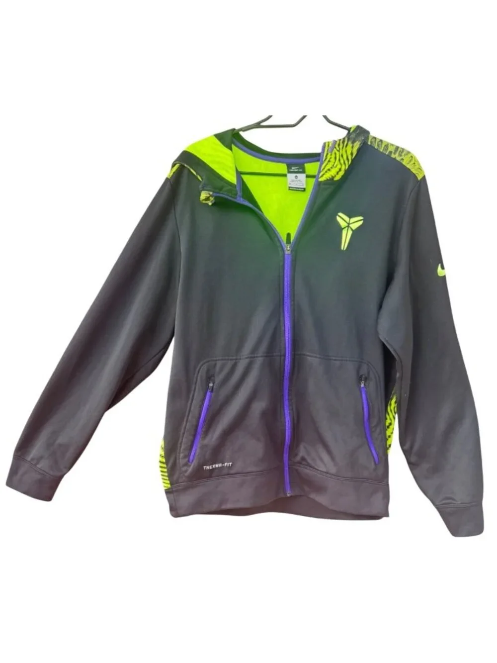 Nike Kobe Bryant Therma-Fit Full Zip Hoodie Jacket Mens Size M Gray Black Purple